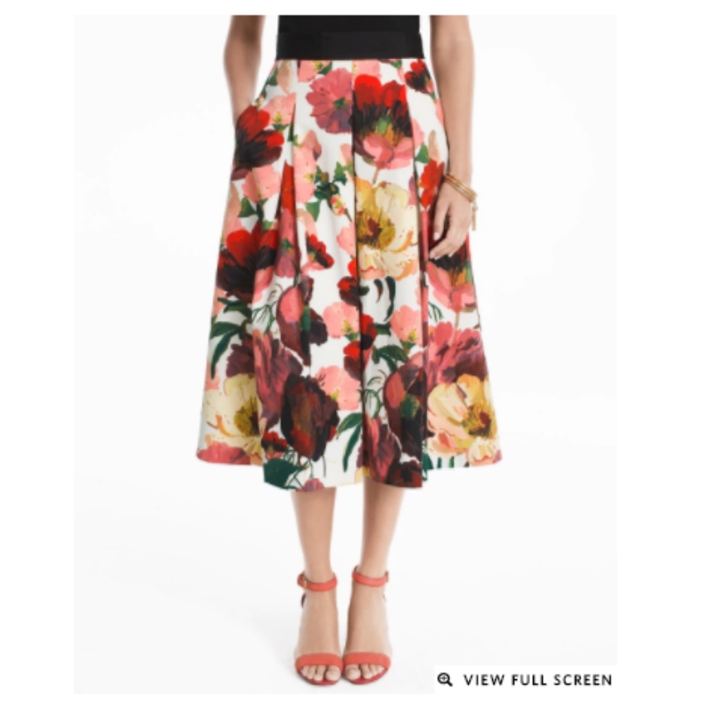 Floral Poppy full midi box pleated skirt size 14 - Picture 4 of 4